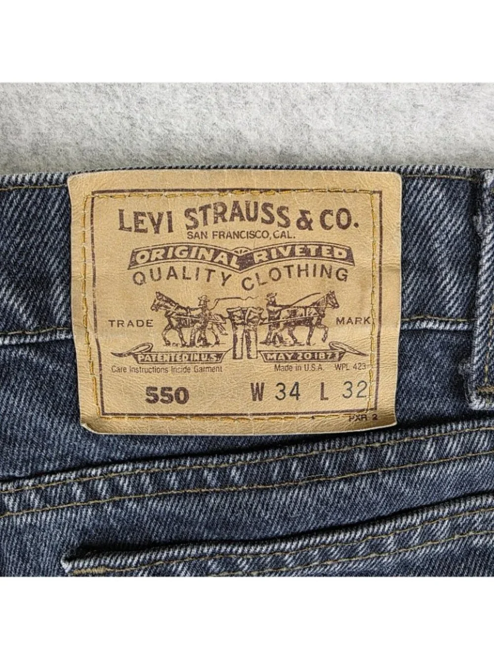 Vintage Levis 550 Black Tab Jeans Mens 34x32 Faded Black Denim Made in USA 1992